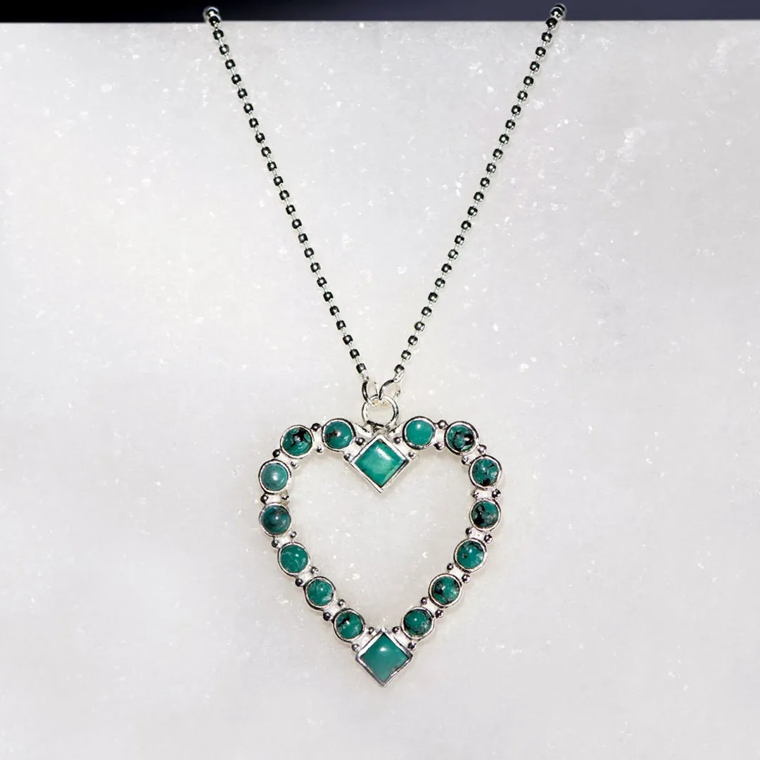 Keepsake - Turquoise and Sterling Silver Heart Charm Necklace