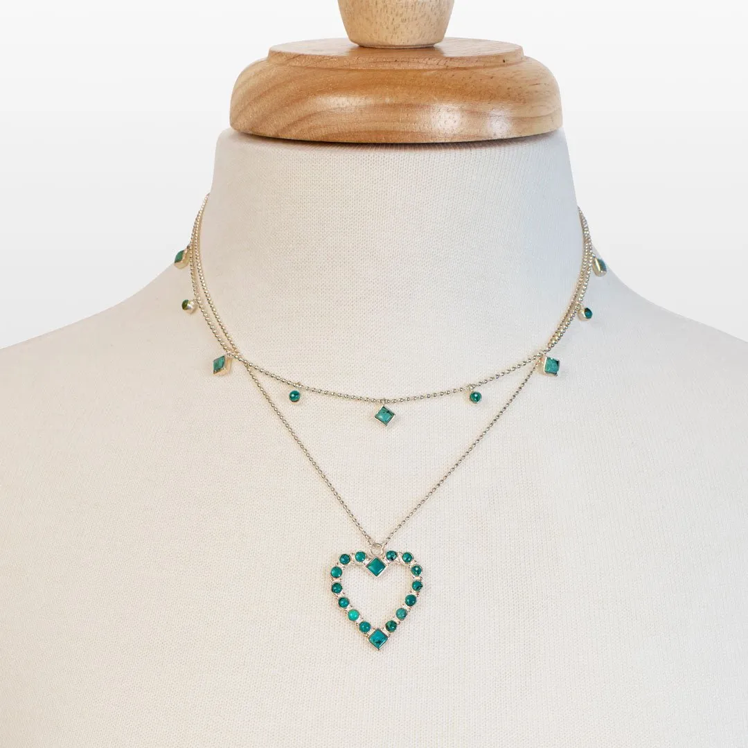 Keepsake - Turquoise and Sterling Silver Heart Charm Necklace