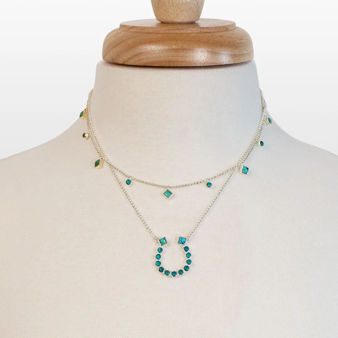 Keepsake - Turquoise and Sterling Silver Horseshoe Charm Necklace