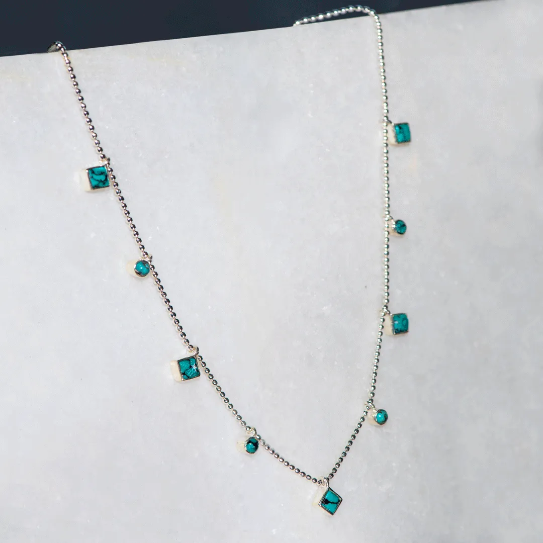 Keepsake - Turquoise and Sterling Silver Stirrup Charm Necklace