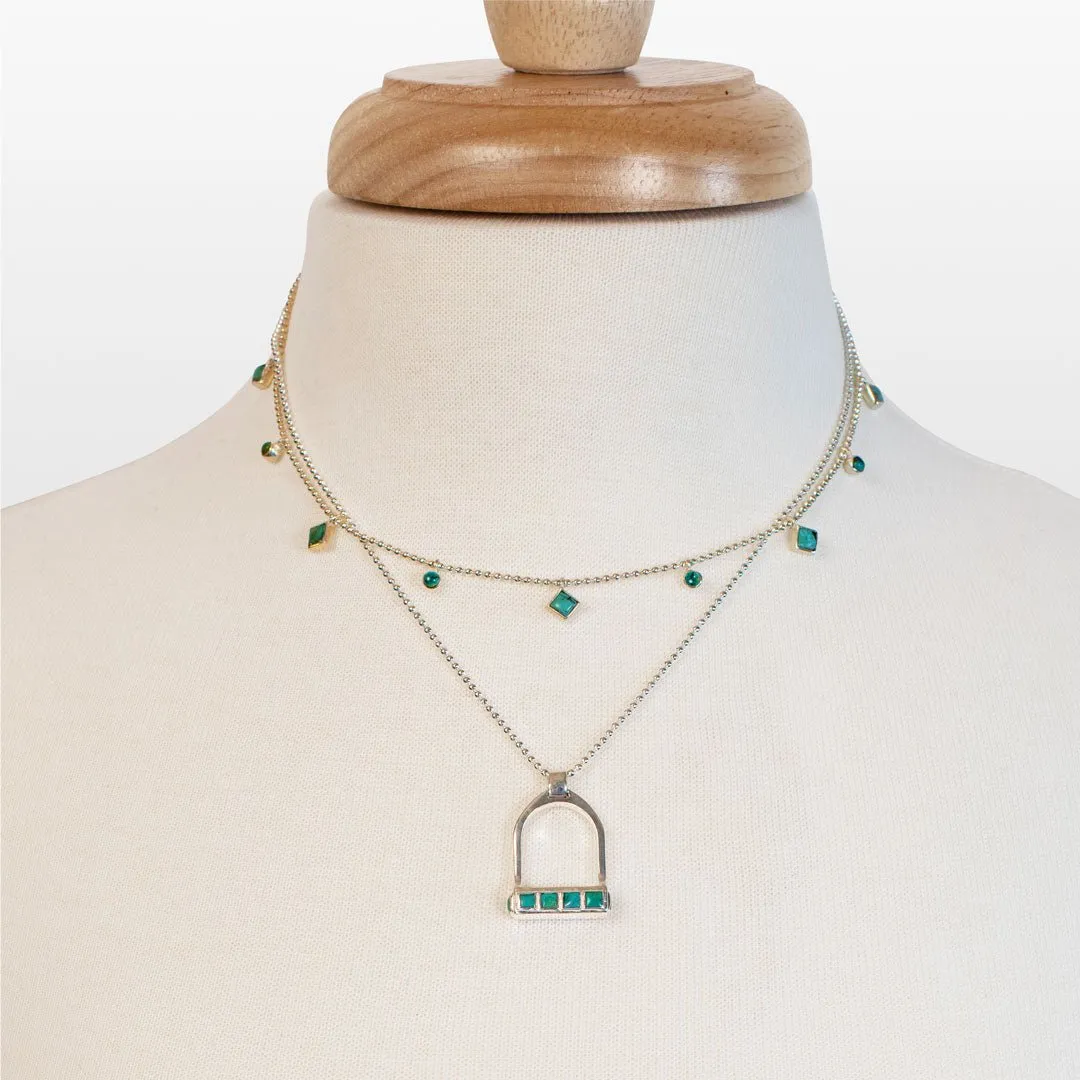 Keepsake - Turquoise and Sterling Silver Stirrup Charm Necklace