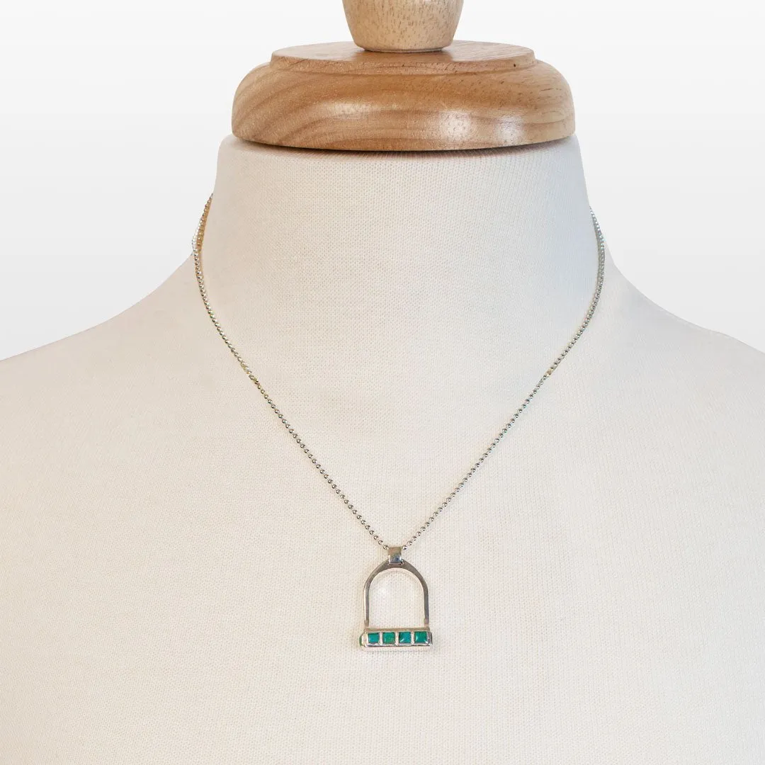 Keepsake - Turquoise and Sterling Silver Stirrup Charm Necklace