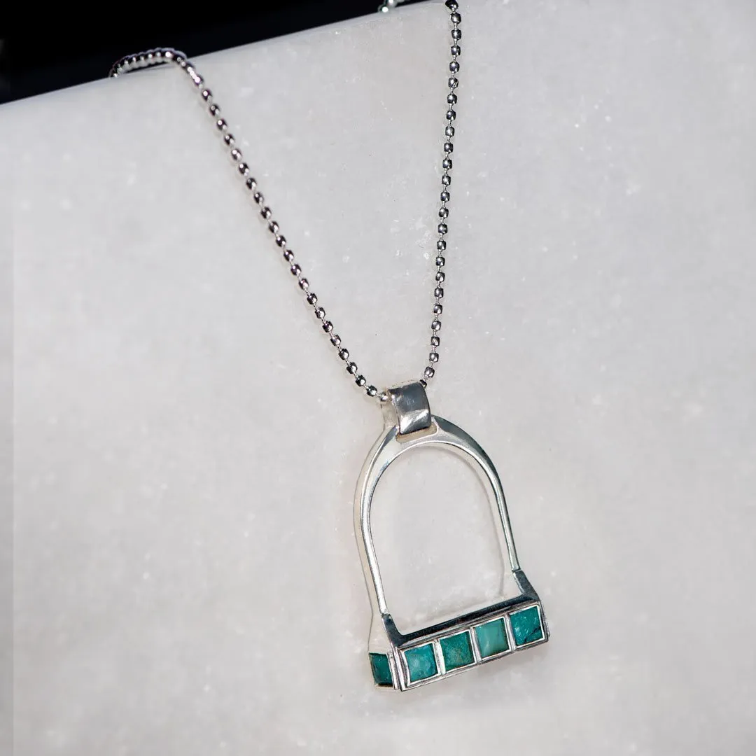 Keepsake - Turquoise and Sterling Silver Stirrup Charm Necklace
