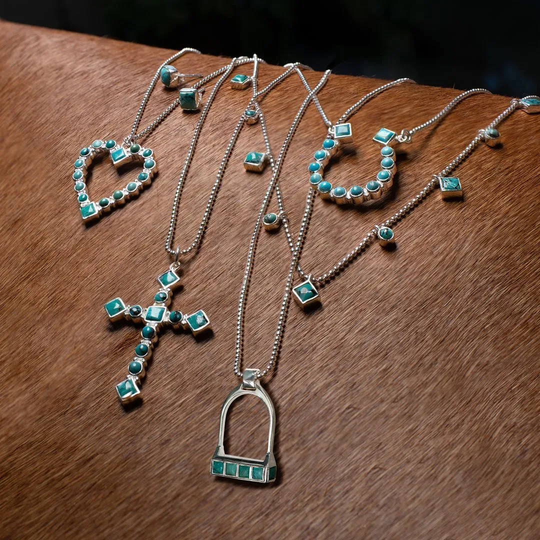 Keepsake - Turquoise and Sterling Silver Stirrup Charm Necklace