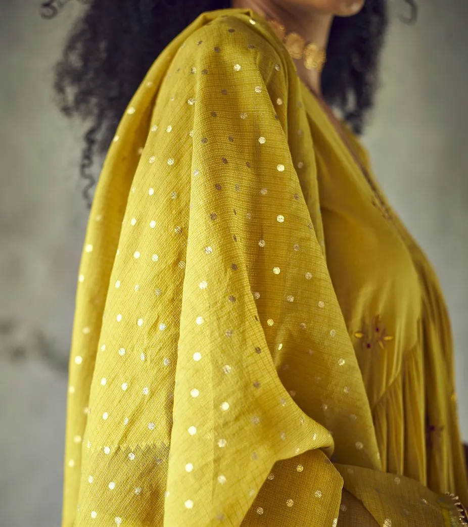 Khara Kapas Cobble Hill foil dots Sars chunari dupatta KW627 Festive