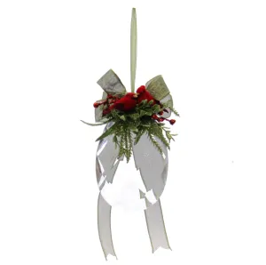 Kissing Krystal Mistletoe Cardinal Ornament Tear Drop