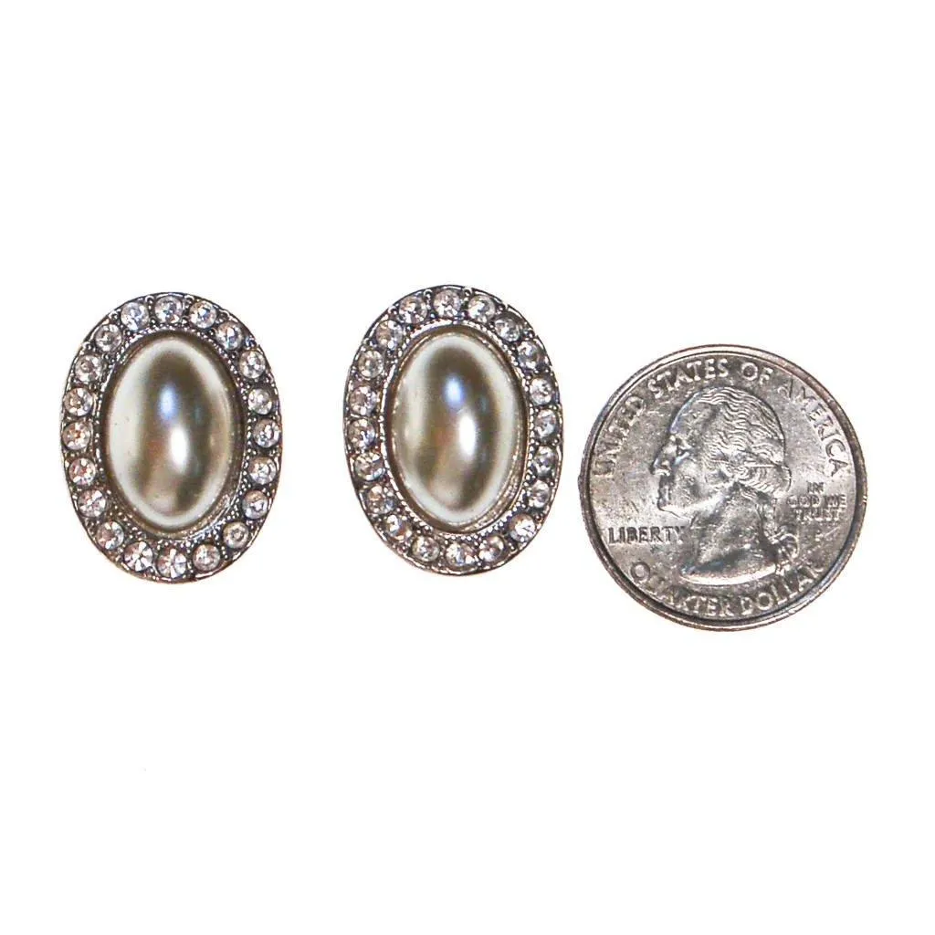KJL Faux Pearl and Rhinestone Earrings