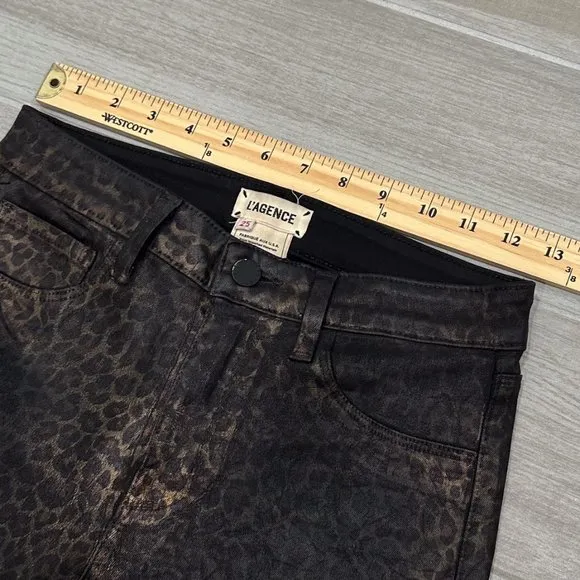 L’agence High-Rise Margot Metallic Coated Skinny Jean Black Cheetah Crackle Foil