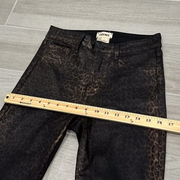 L’agence High-Rise Margot Metallic Coated Skinny Jean Black Cheetah Crackle Foil