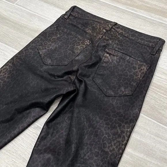 L’agence High-Rise Margot Metallic Coated Skinny Jean Black Cheetah Crackle Foil