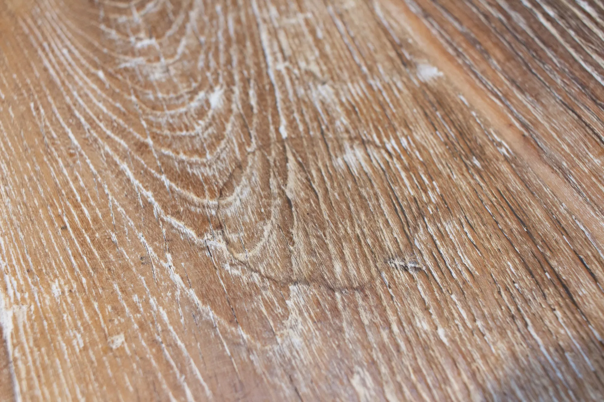 Large Vintage French Elm Vendage Tilt-Top Table with White Patina