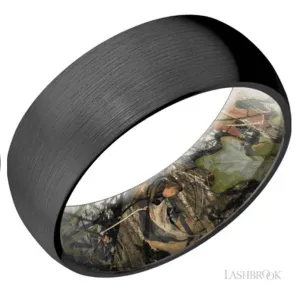 Lashbrook 8MM Domed Satin Zirconium Wedding Band with MossyOak Sleeve
