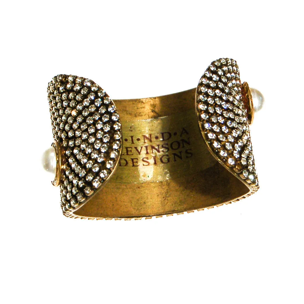 Linda Levinson Couture Pearl and Rhinestone Cuff Bracelet