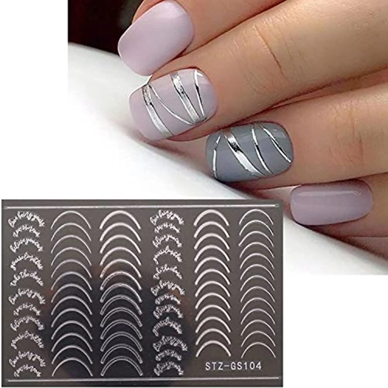 Line Nail Art Stickers Decals Metal Line Nail Supply Rose Gold 3D Self-Adhesive Nail Decals Metal Curve Stripe Lines Design Letter Nail Sticker Adhesive Decoration Foil Accessory (Stripes-6 Sheets)