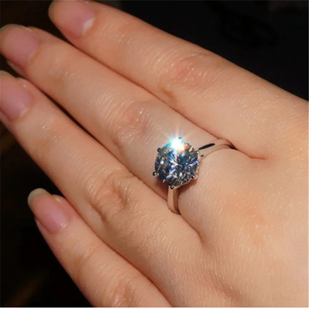 Luxury 4CT Round Cut Moissanite Ring for Women Sterling Sliver
