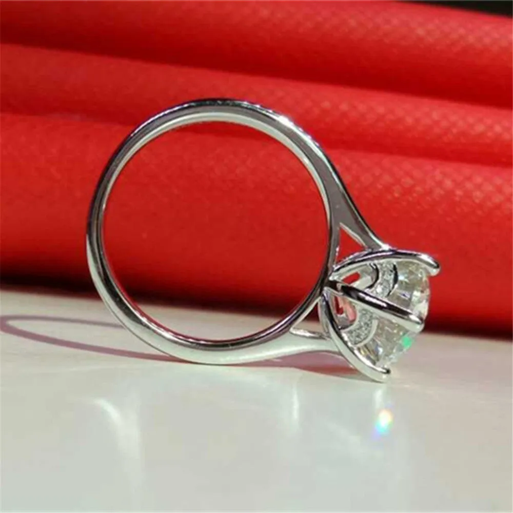 Luxury 4CT Round Cut Moissanite Ring for Women Sterling Sliver