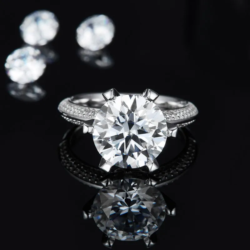 Luxury Six Claws 5.0ct Round Cut Moissanite Ring