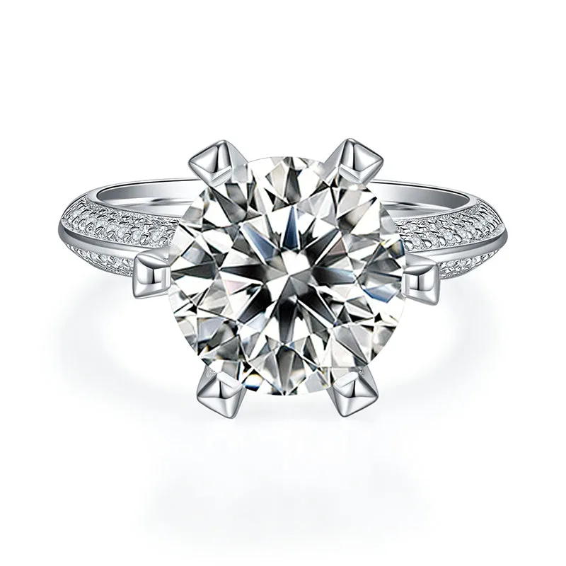 Luxury Six Claws 5.0ct Round Cut Moissanite Ring