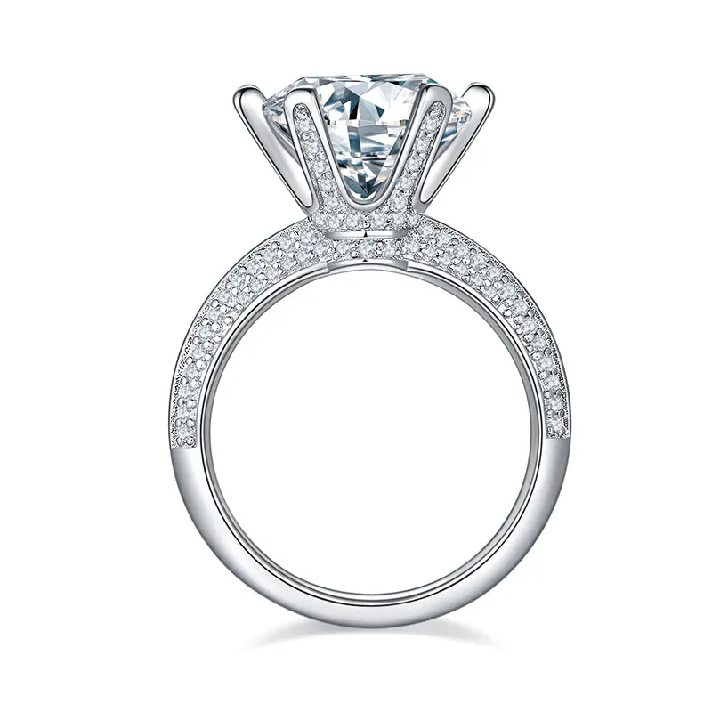 Luxury Six Claws 5.0ct Round Cut Moissanite Ring