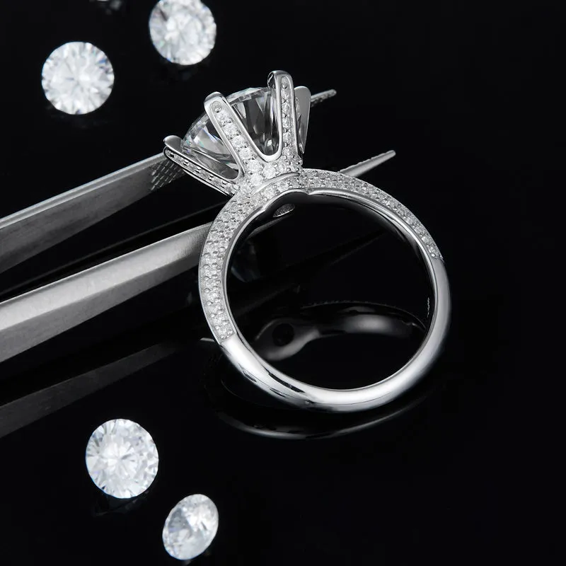 Luxury Six Claws 5.0ct Round Cut Moissanite Ring