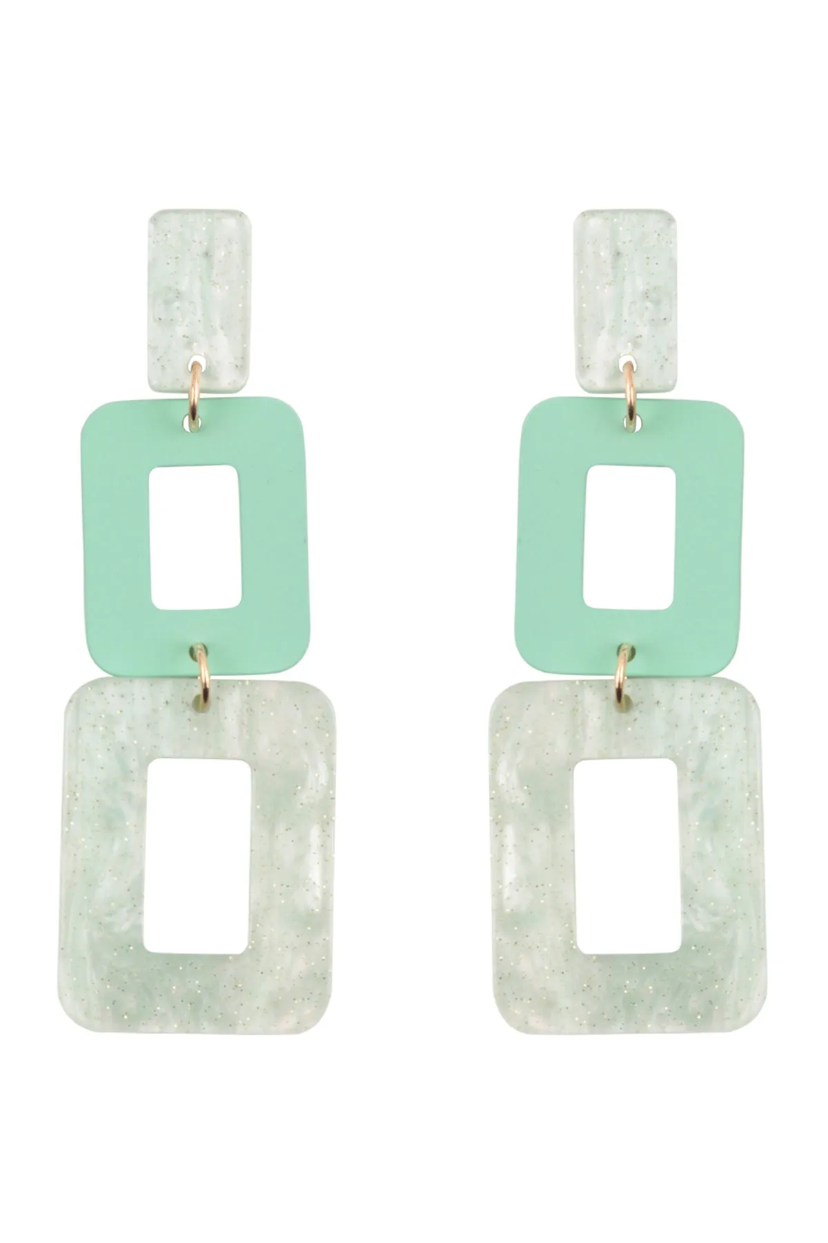 ME90799 - GLITTER SQUARE ACETATE DROP EARRINGS