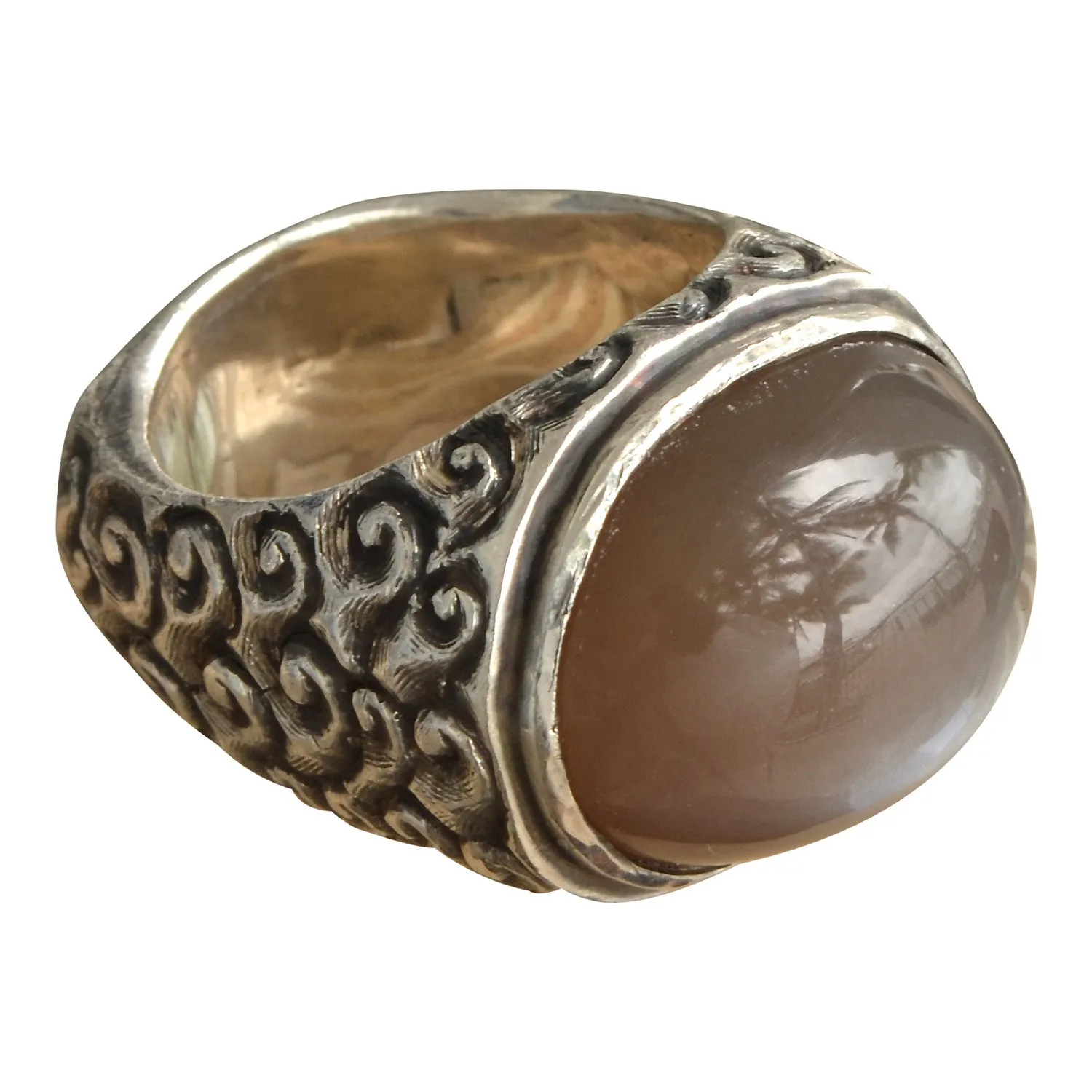 Mens Full Moon Wave Ring