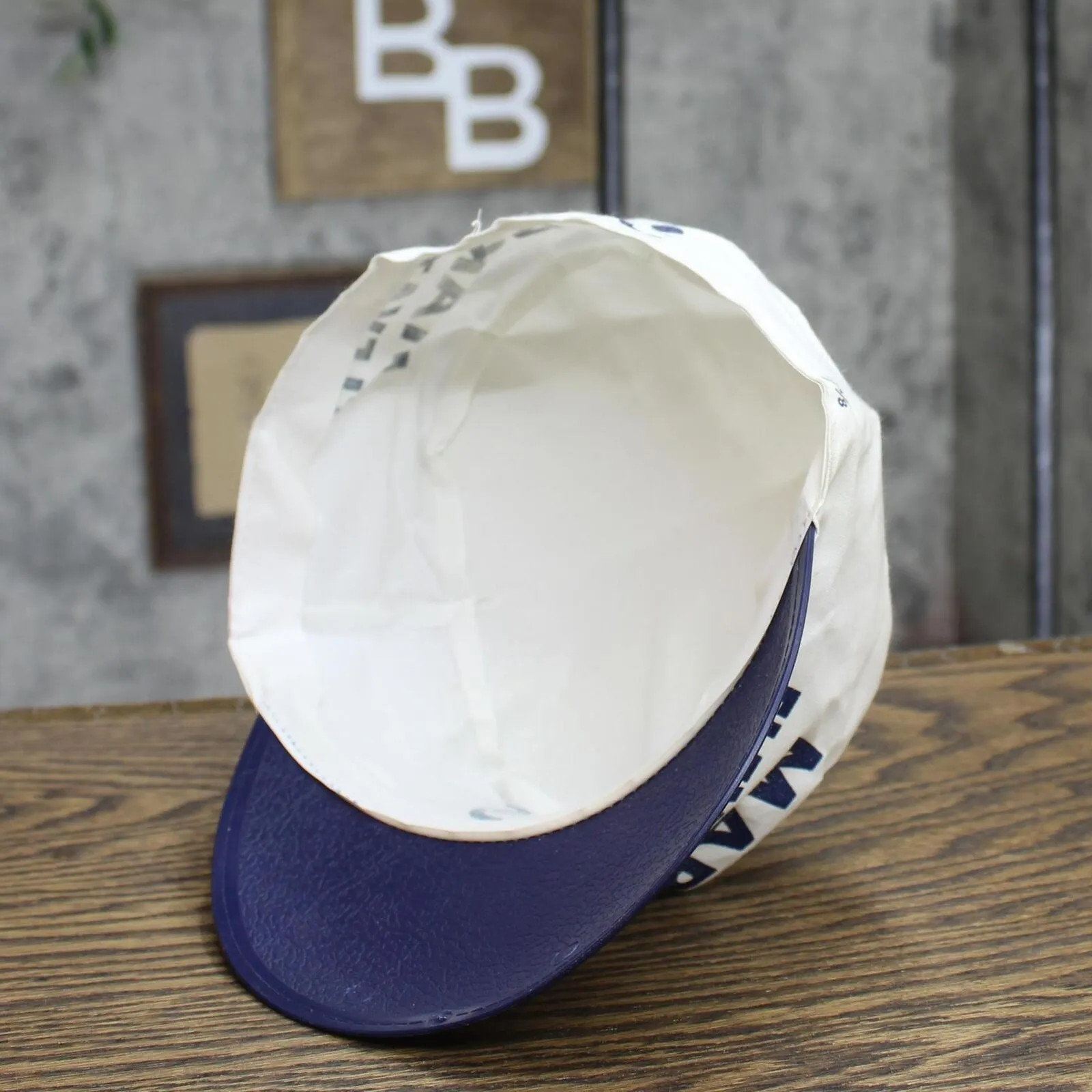 Mens Vintage Martin's Elevator INC. Shortbill Fitted Cap Hat Navy / Blue 7 1/8