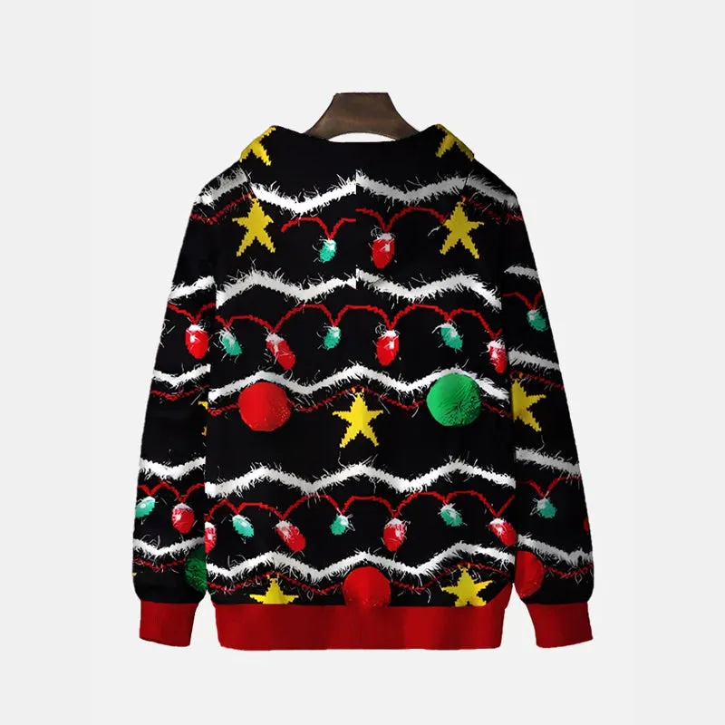 Merry Christmas Sparkles And Glitter Christmas Lights Printing Hooded