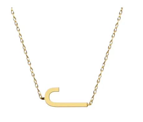 Metal Sideways Letter Necklace