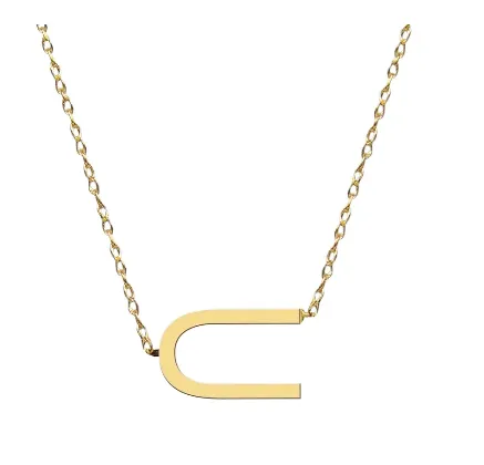 Metal Sideways Letter Necklace
