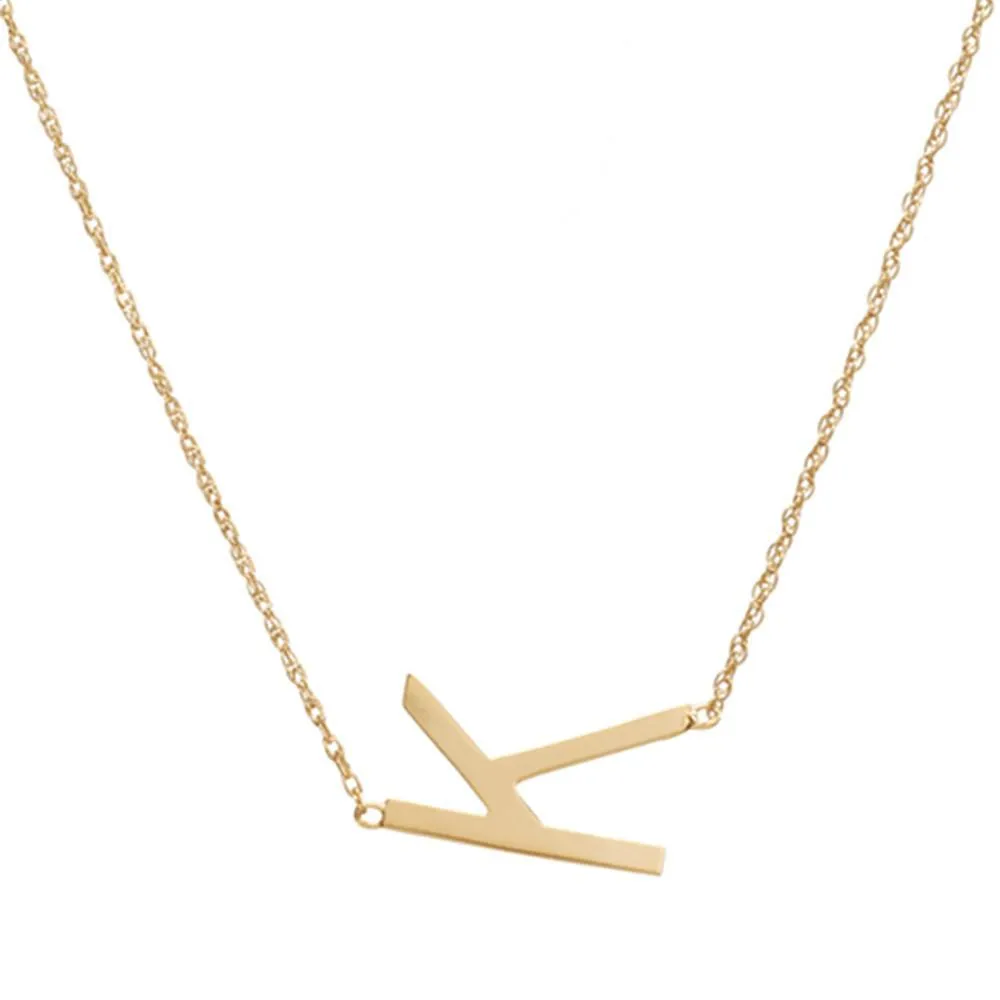 Metal Sideways Letter Necklace
