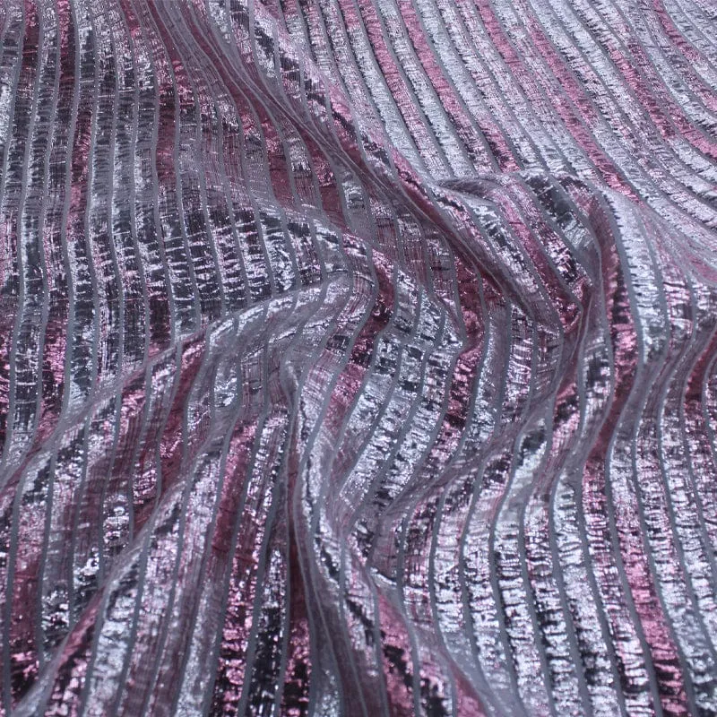 Metallic Foil Stripe Brocade Fabric 150cm