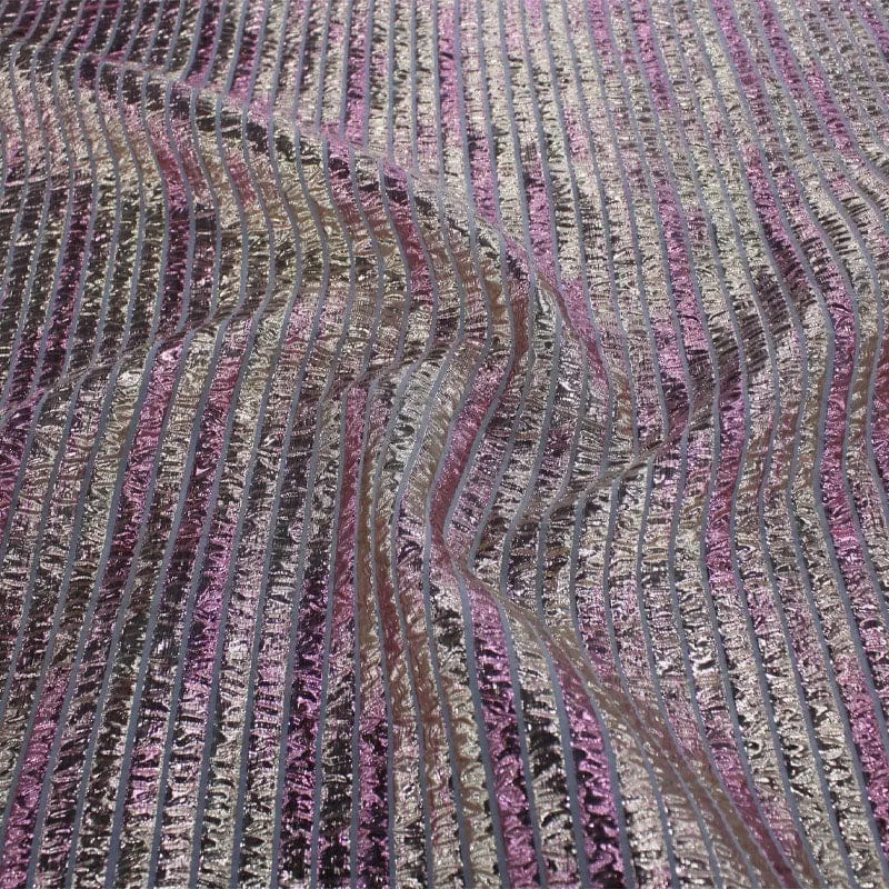 Metallic Foil Stripe Brocade Fabric 150cm