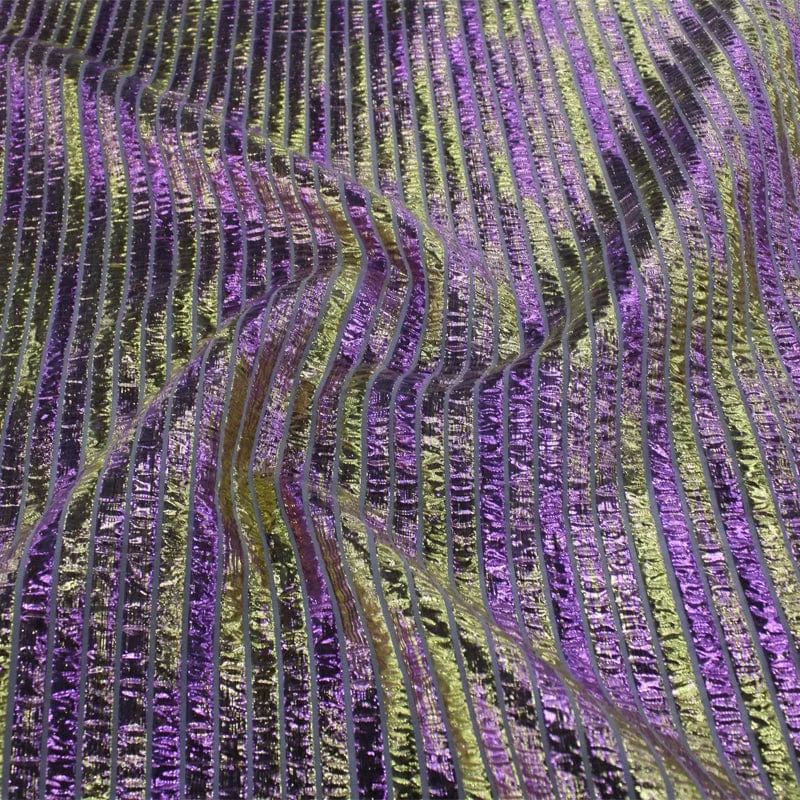 Metallic Foil Stripe Brocade Fabric 150cm