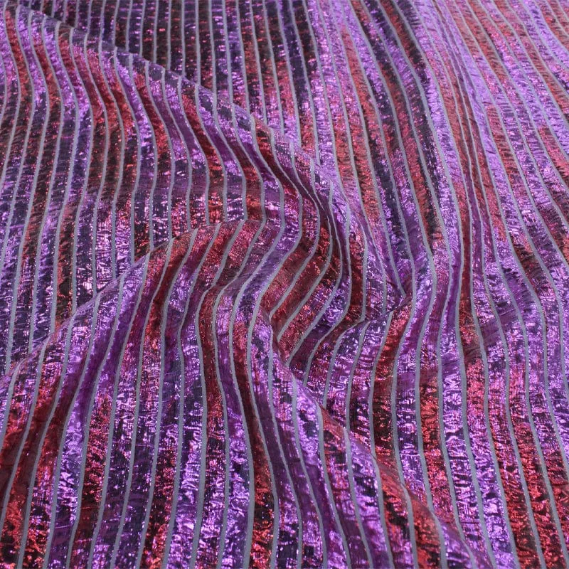 Metallic Foil Stripe Brocade Fabric 150cm