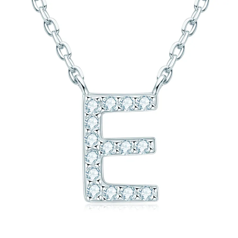 Micro Pave 1.4mm Round Moissanite A-Z Initial Alphabet Necklace