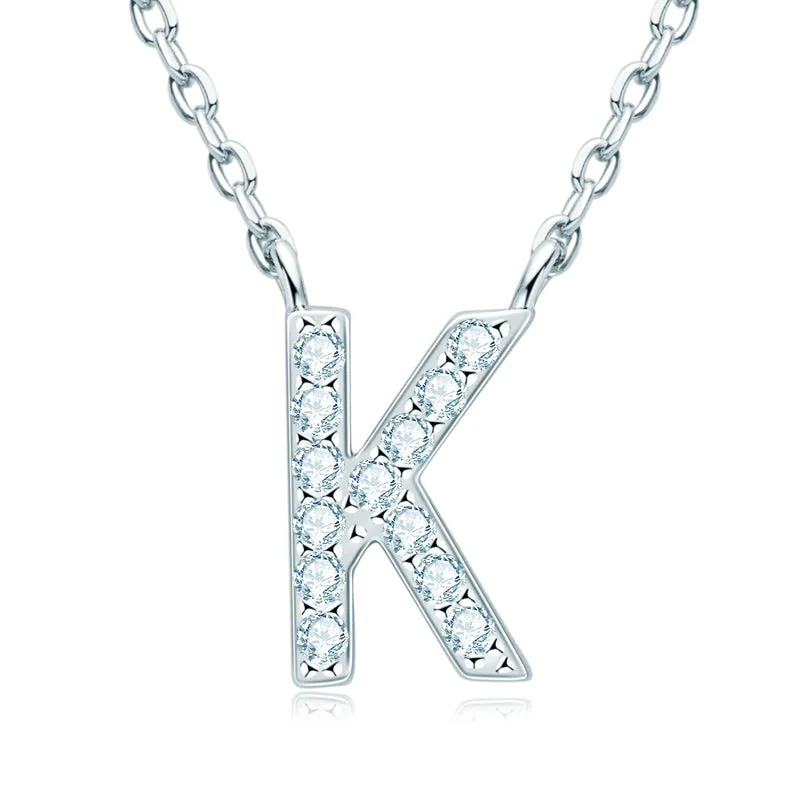 Micro Pave 1.4mm Round Moissanite A-Z Initial Alphabet Necklace