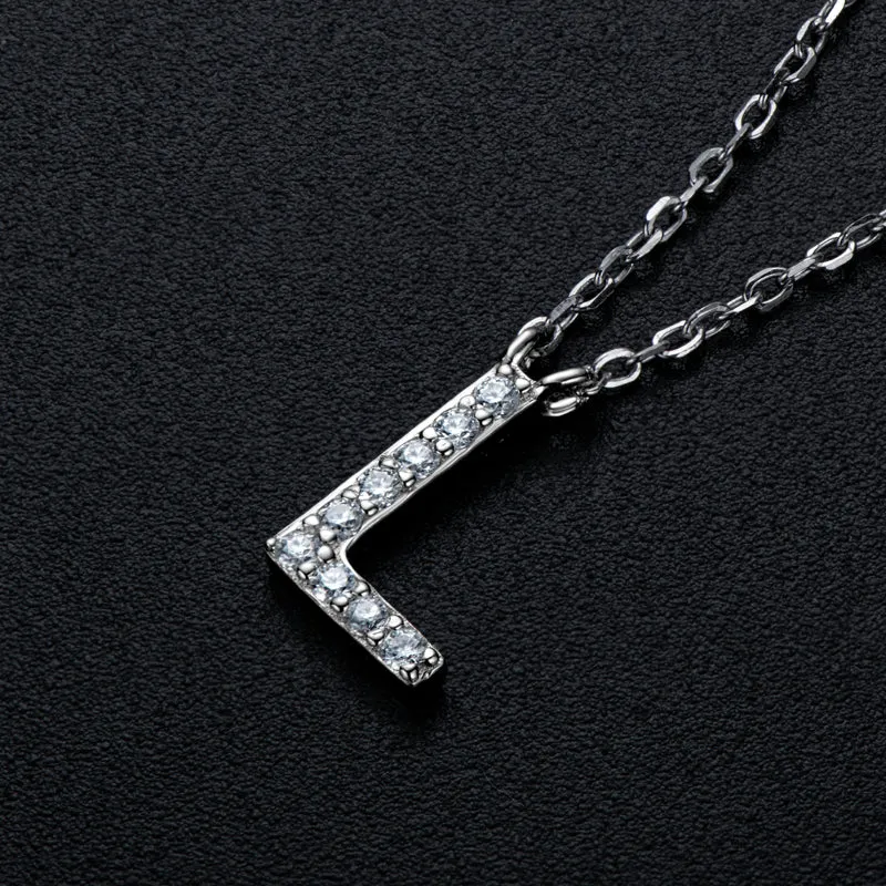 Micro Pave 1.4mm Round Moissanite A-Z Initial Alphabet Necklace