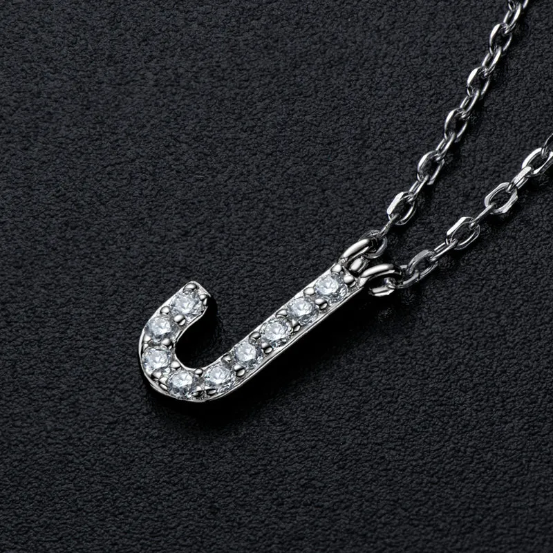 Micro Pave 1.4mm Round Moissanite A-Z Initial Alphabet Necklace