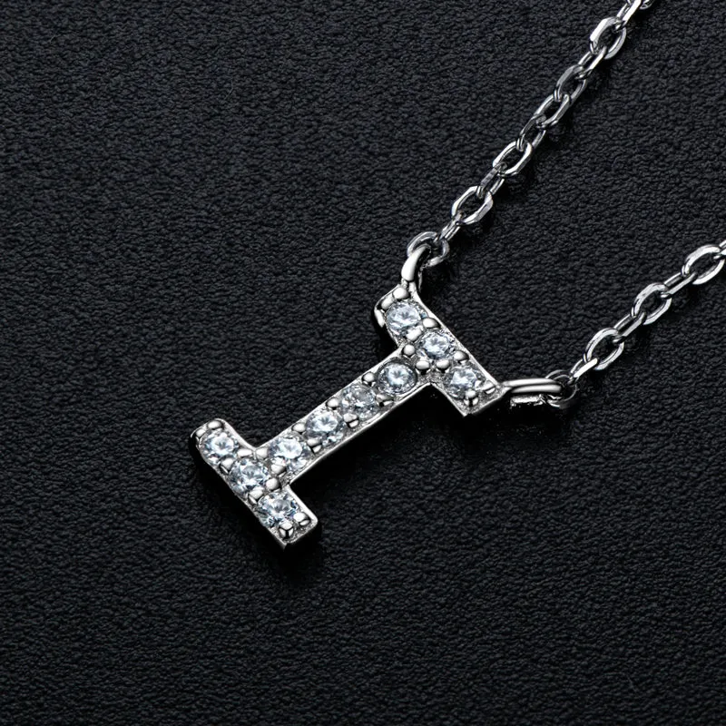 Micro Pave 1.4mm Round Moissanite A-Z Initial Alphabet Necklace