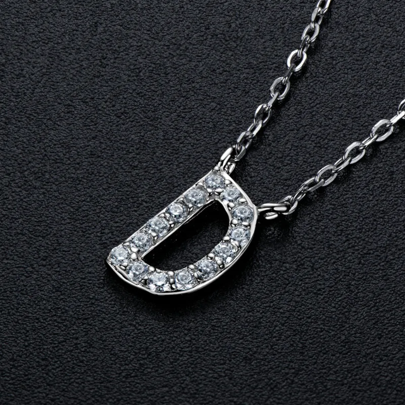 Micro Pave 1.4mm Round Moissanite A-Z Initial Alphabet Necklace