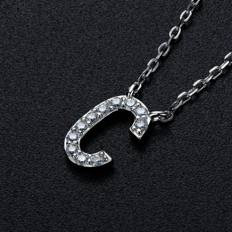 Micro Pave 1.4mm Round Moissanite A-Z Initial Alphabet Necklace