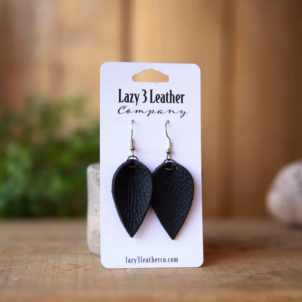 Mini Teardrop Leather Earring