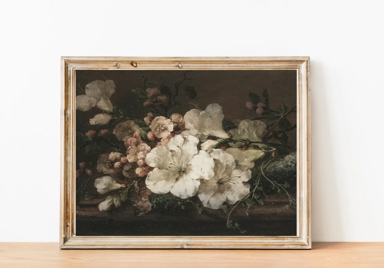 Moody Florals Vintage Art Print