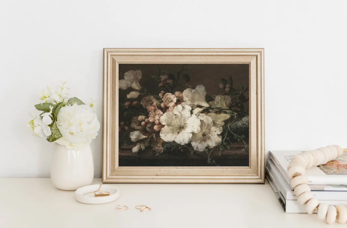 Moody Florals Vintage Art Print