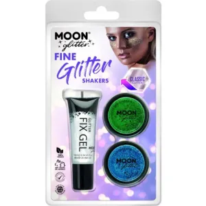 Moon Glitter Classic Fine Glitter Shakers, Green, Blue