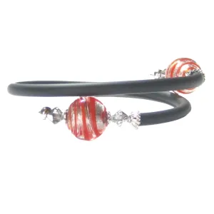 Murano Glass Red Silver Sterling Silver Wrap Bracelet
