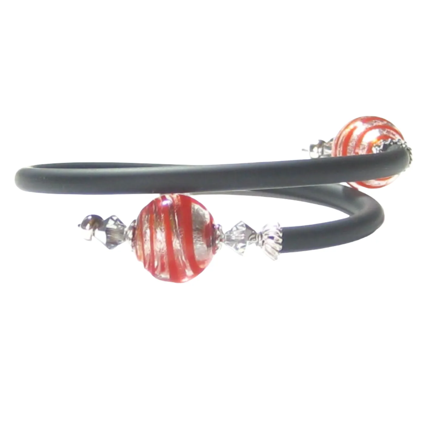 Murano Glass Red Silver Sterling Silver Wrap Bracelet
