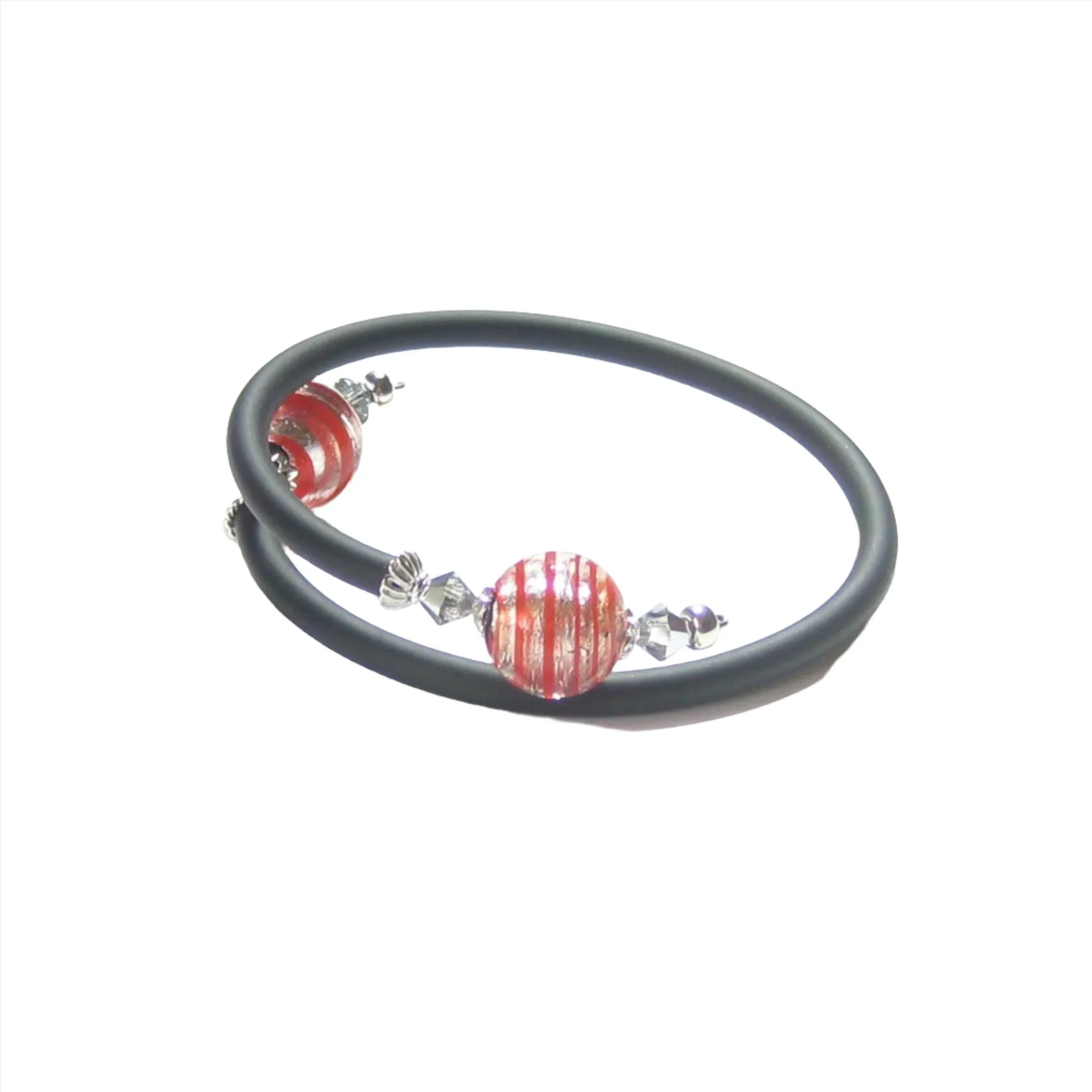 Murano Glass Red Silver Sterling Silver Wrap Bracelet