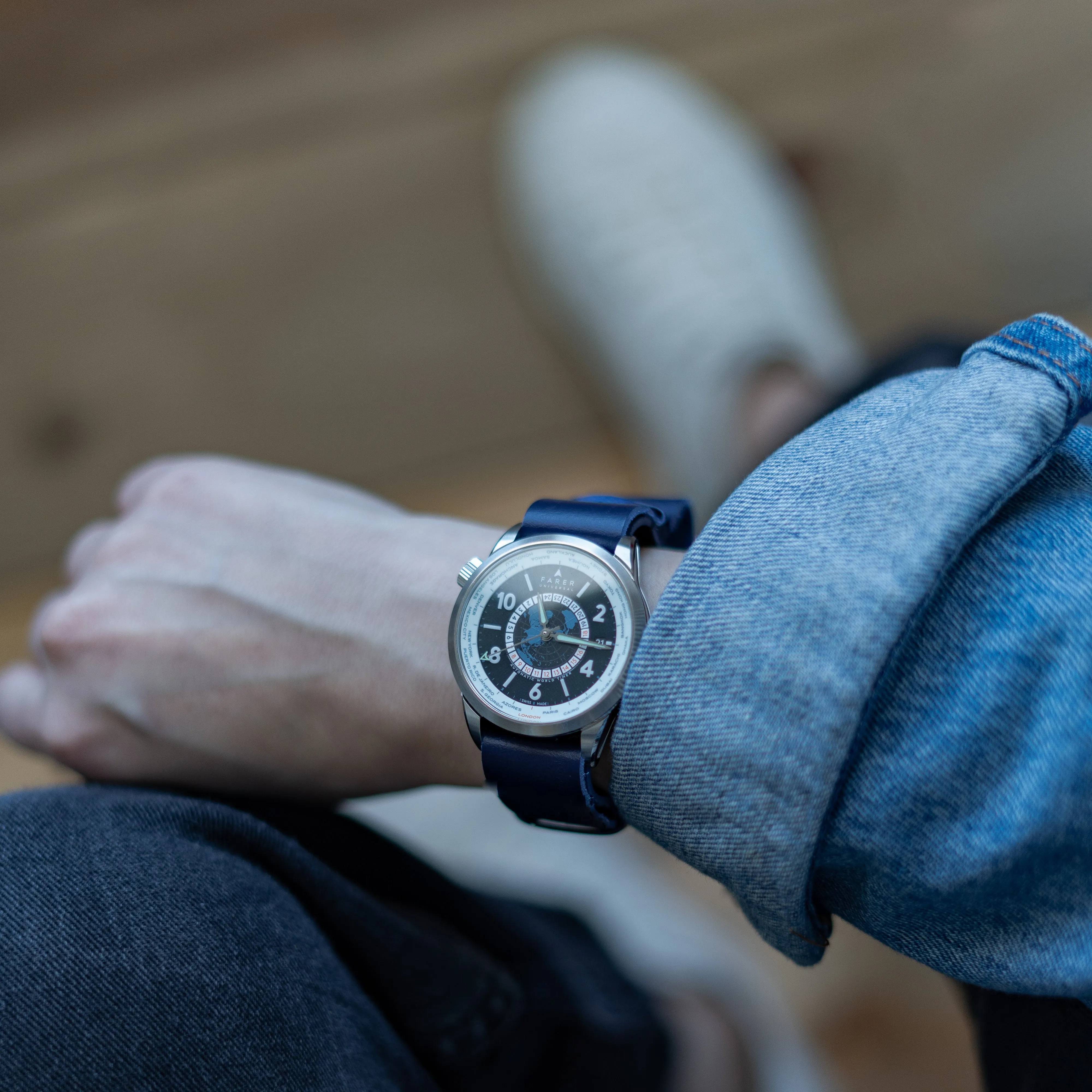 Navy Blue Leather NATO¨ style Watch Band